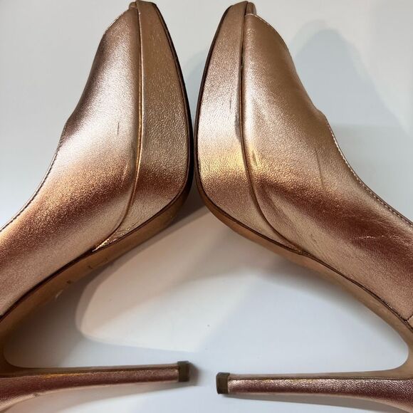 DIOR Vintage Bronze Pink leather peep toe platform pumps High Heels size 6 - Picture 11 of 14